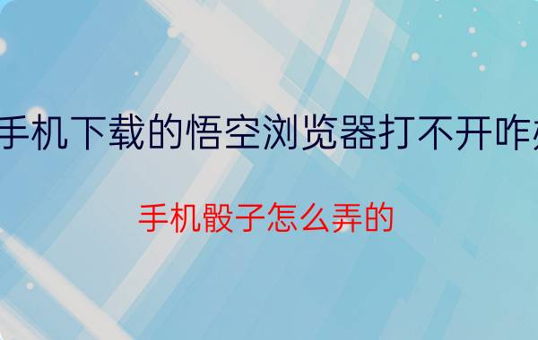 手机下载的悟空浏览器打不开咋办 手机骰子怎么弄的？